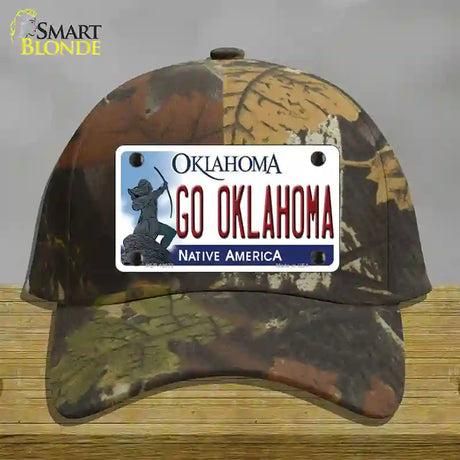 Go Oklahoma Novelty License Plate Hat Cotton / Camoflauge