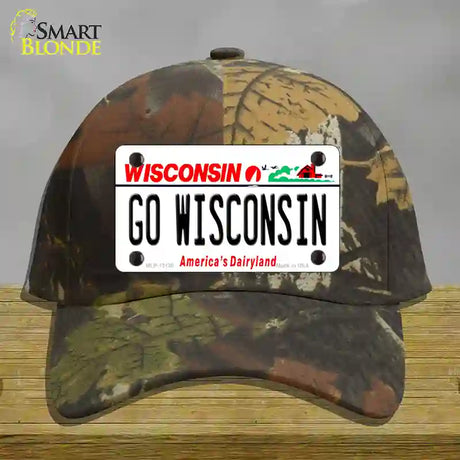 Go Wisconsin Novelty License Plate Hat Cotton / Camoflauge