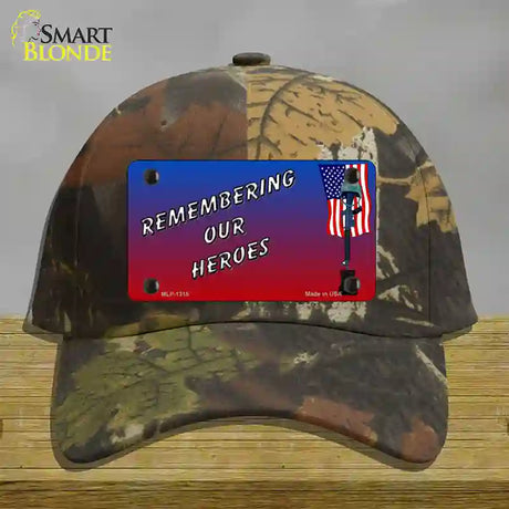 Remembering Our Heroes Novelty License Plate Hat Cotton / Camoflauge