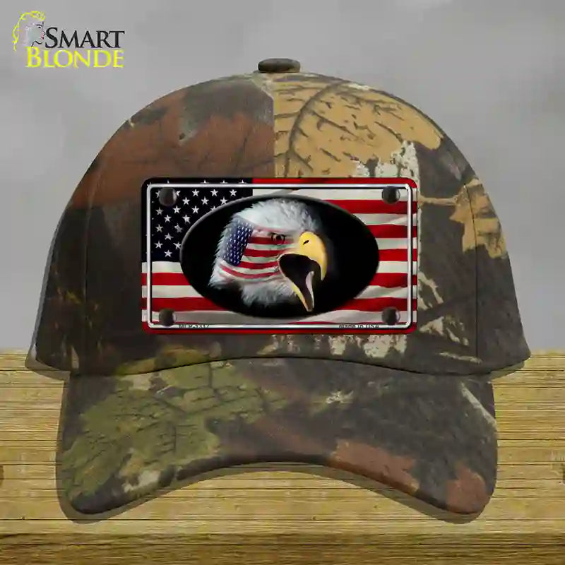 American Flag Eagle Novelty License Plate Hat Cotton / Camoflauge