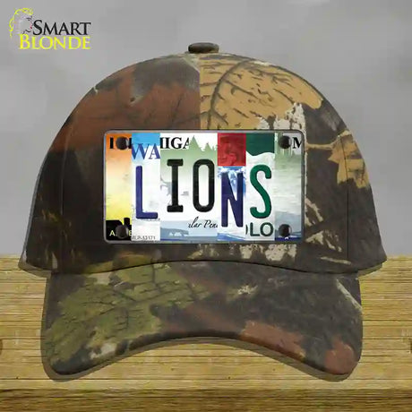 Lions Strip Art Novelty License Plate Hat Tag Cotton / Camoflauge