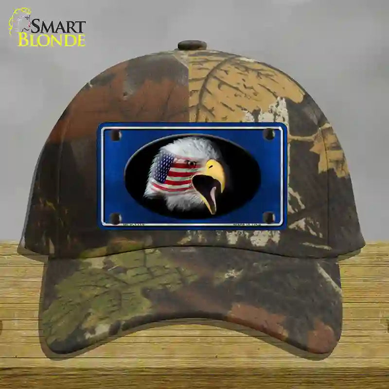 American Flag Eagle Blue Novelty License Plate Hat Cotton / Camoflauge