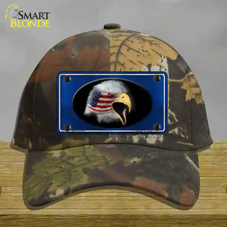 American Flag Eagle Blue Novelty License Plate Hat Cotton / Camoflauge