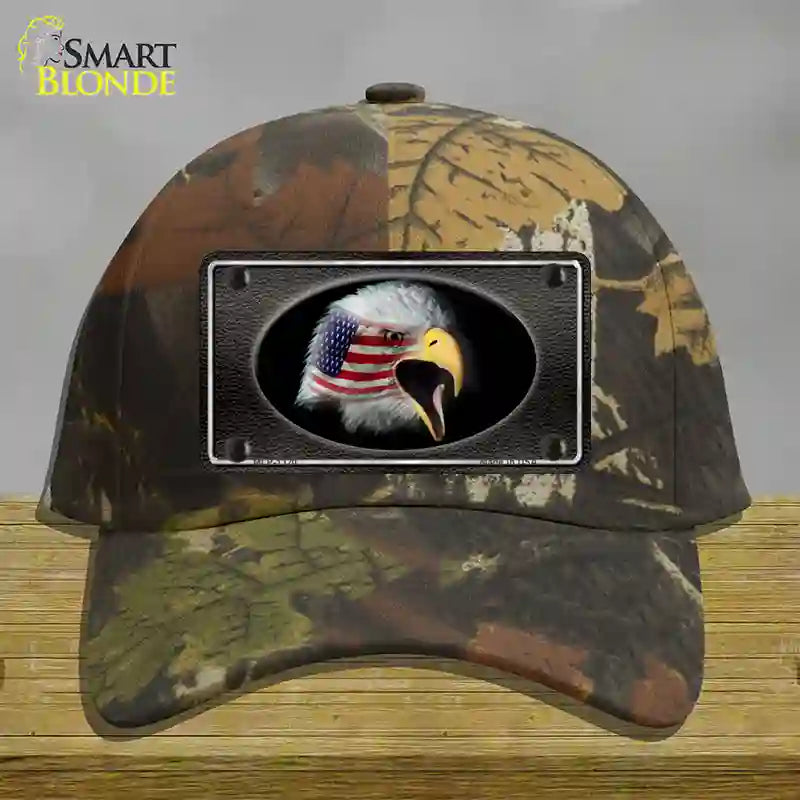 American Flag Eagle Black Novelty License Plate Hat Cotton / Camoflauge