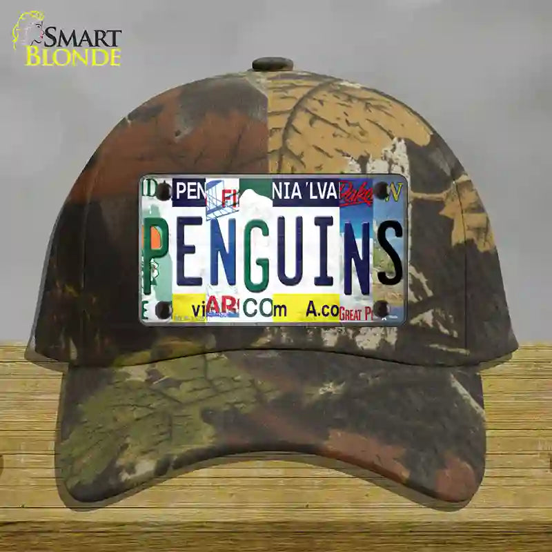 Penguins Strip Art Novelty License Plate Hat Tag Cotton / Camoflauge