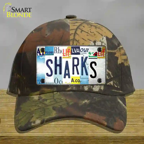 Sharks Strip Art Novelty License Plate Hat Tag Cotton / Camoflauge