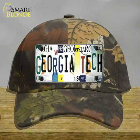 Georgia Tech Strip Art Novelty License Plate Hat Tag Cotton / Camoflauge