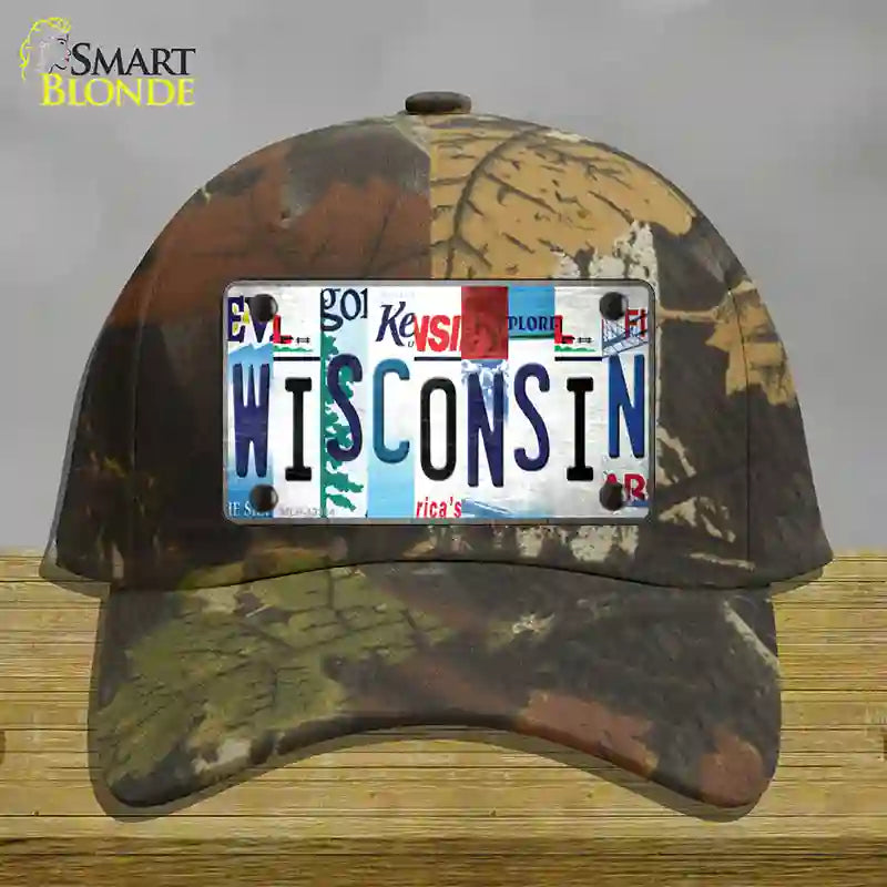 Wisconsin Strip Art Novelty License Plate Hat Tag Cotton / Camoflauge