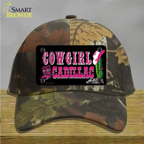 Cowgirl Cadillac Novelty License Plate Hat Cotton / Camoflauge