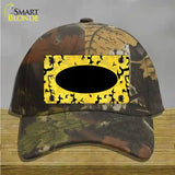 Yellow Black Camouflage With Black Center Oval Novelty License Plate Hat Cotton / Camoflauge