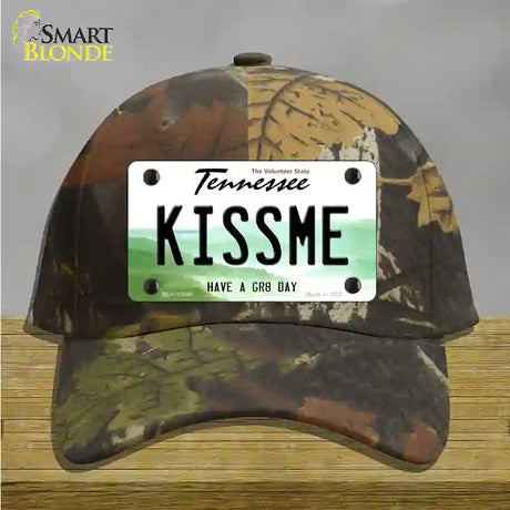 Kiss Me Novelty License Plate Hat Tag Cotton / Camoflauge