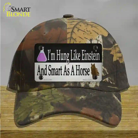 Hung Like Einstein Novelty License Plate Hat Tag Cotton / Camoflauge