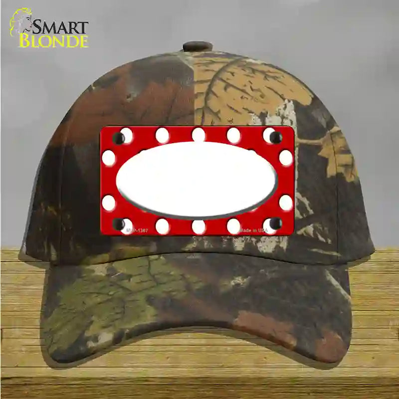 White Red Polka Dot Center Oval Novelty License Plate Hat Cotton / Camoflauge