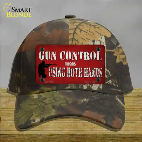 Gun Control Use Both Hands Novelty License Plate Hat Tag Cotton / Camoflauge