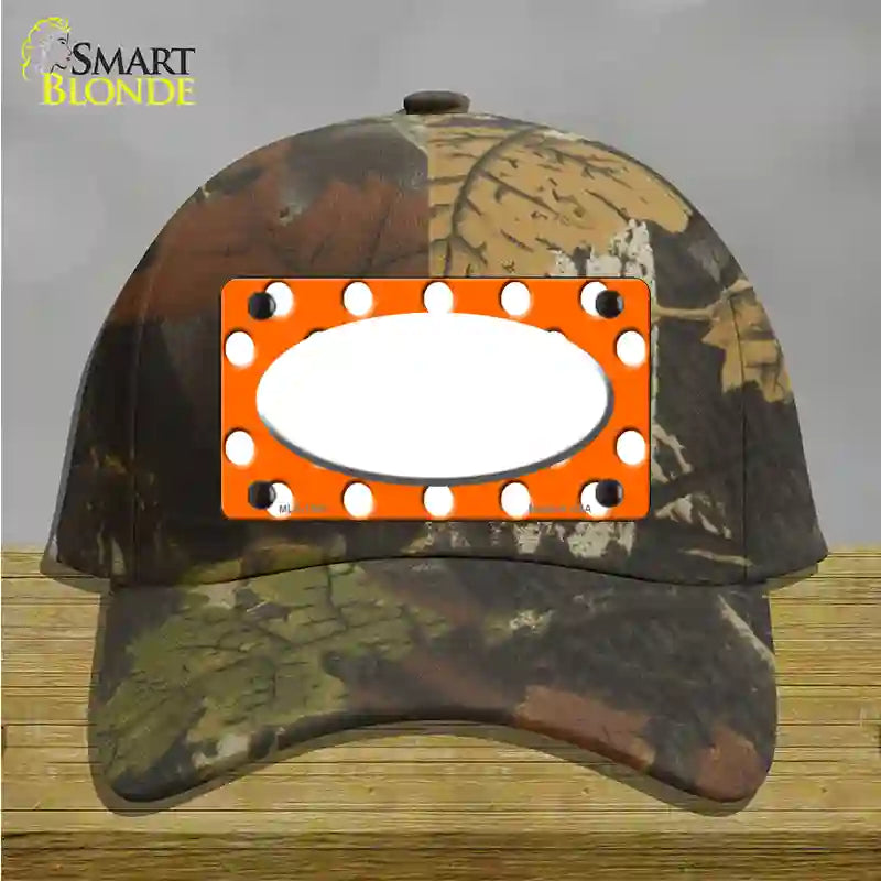 White Orange Polka Dots Center Oval Novelty License Plate Hat Cotton / Camoflauge