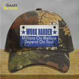 Welfare Depends On You Novelty License Plate Hat Tag Cotton / Camoflauge