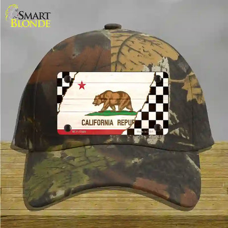 California Racing Flag Novelty License Plate Hat Tag Cotton / Camoflauge