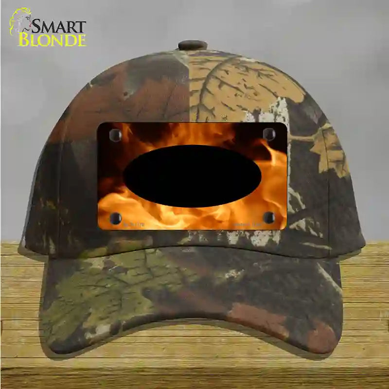 Real Flame With Black Center Oval Novelty License Plate Hat Cotton / Camoflauge