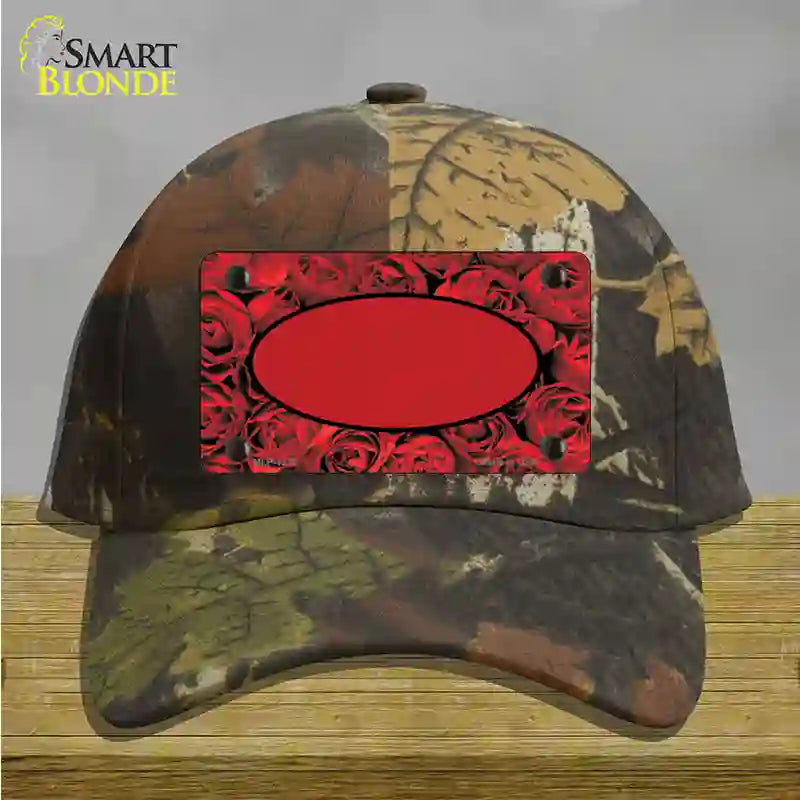 Red Roses With Red Center Oval Novelty License Plate Hat Cotton / Camoflauge