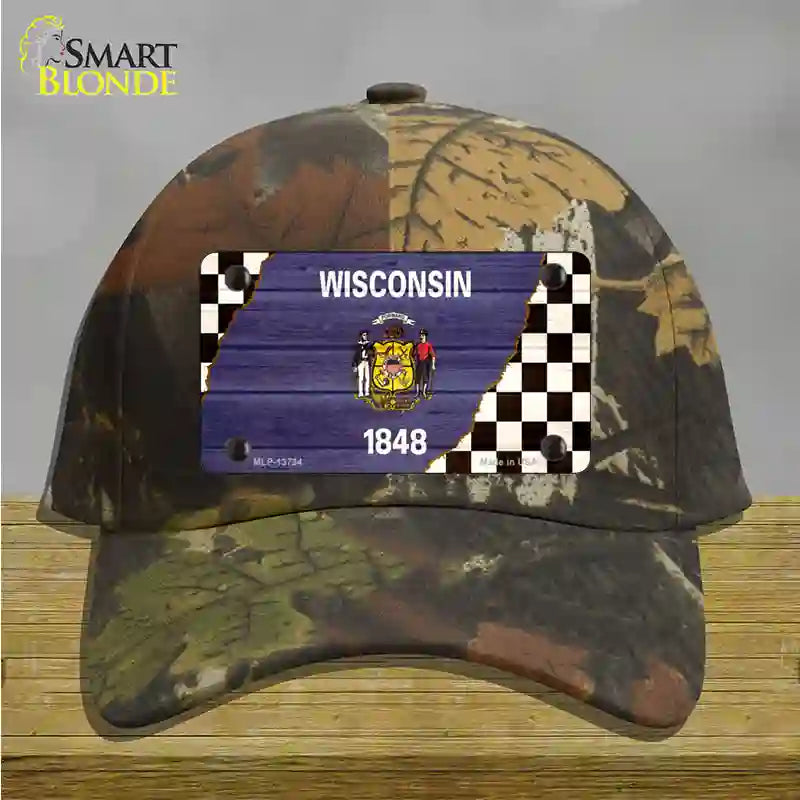 Wisconsin Racing Flag Novelty License Plate Hat Tag Cotton / Camoflauge