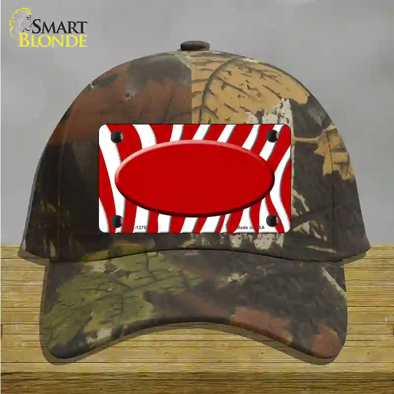 Red White Zebra Center Oval Novelty License Plate Hat Cotton / Camoflauge