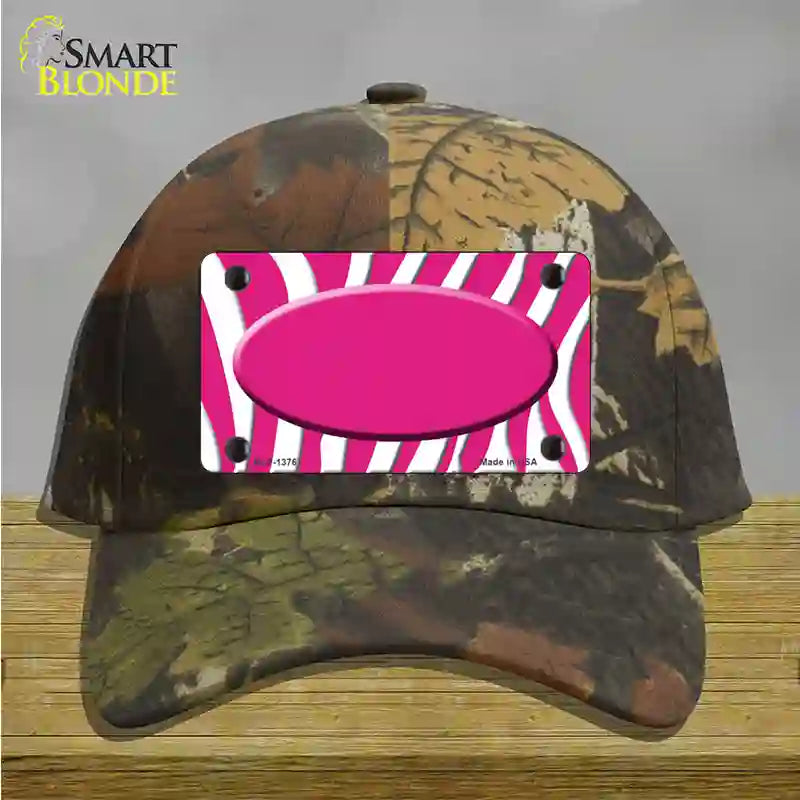 Hot Pink White Zebra Center Oval Novelty License Plate Hat Cotton / Camoflauge