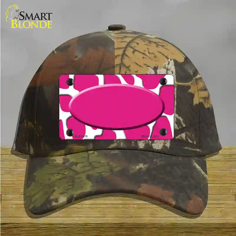 Pink White Giraffe Center Oval Novelty License Plate Hat Cotton / Camoflauge