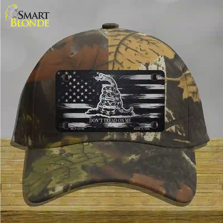 Dont Tread On Me Distressed Flag Novelty License Plate Hat Cotton / Camoflauge