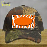 Orange White Zebra Center Oval Novelty License Plate Hat Cotton / Camoflauge