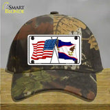 American Samoa USA Crossed Flags Novelty License Plate Hat Tag Cotton / Camoflauge