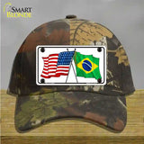 Brazil USA Crossed Flags Novelty License Plate Hat Tag Cotton / Camoflauge