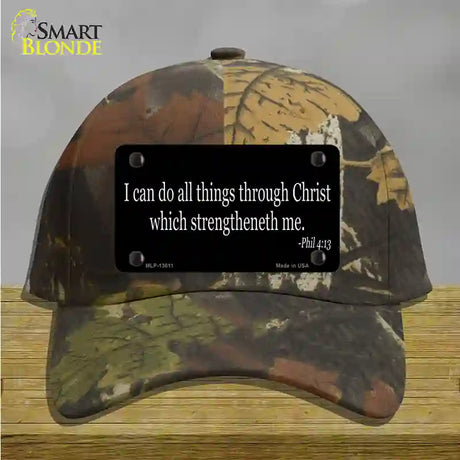 Phil 4 13 Bible Verse Novelty License Plate Hat Tag Cotton / Camoflauge