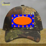 Orange Royal Blue Polka Dot Orange Center Oval Novelty License Plate Hat Cotton / Camoflauge