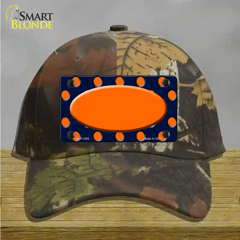 Orange Navy Blue Polka Dot Orange Center Oval Novelty License Plate Hat Cotton / Camoflauge