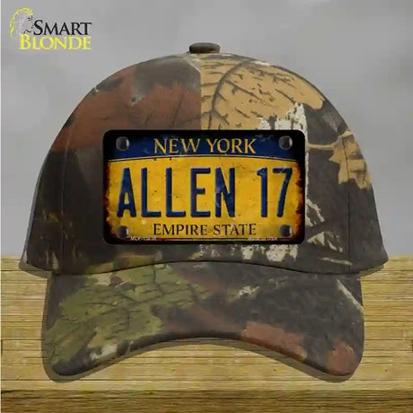 Allen 17 New York Yellow Novelty License Plate Hat Tag Cotton / Camoflauge