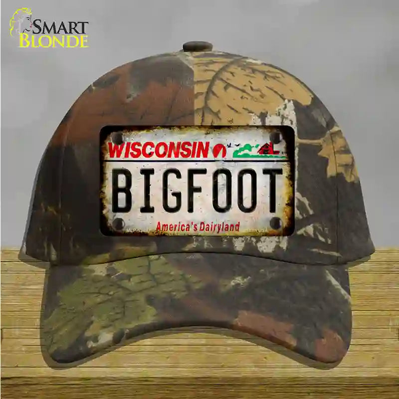 Bigfoot Wisconsin Novelty License Plate Hat Tag Cotton / Camoflauge