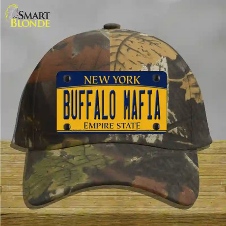 Buffalo Mafia NY Yellow Novelty License Plate Hat Tag Cotton / Camoflauge