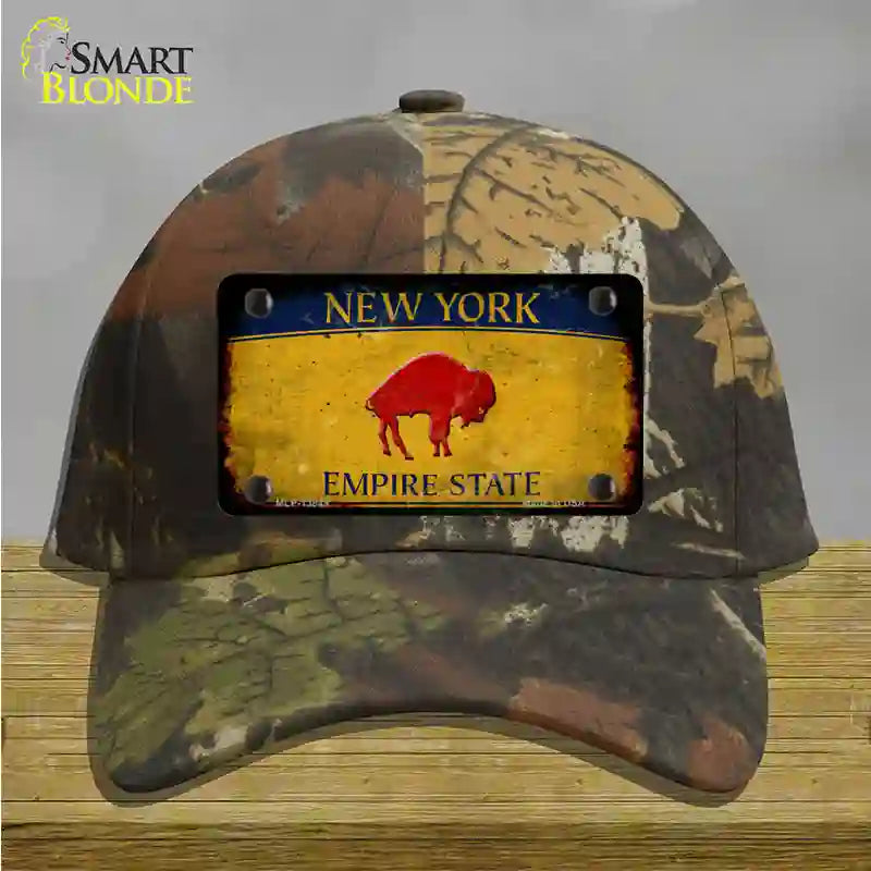 Red Buffalo NY Yellow Rusty Novelty License Plate Hat Tag Cotton / Camoflauge