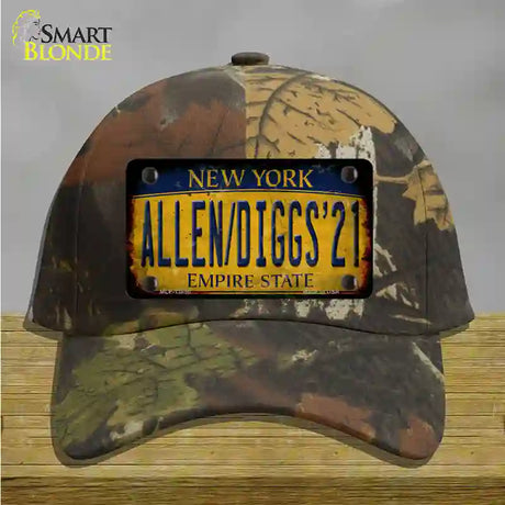 Allen Diggs 21 NY Yellow Rusty Novelty License Plate Hat Tag Cotton / Camoflauge