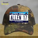 Allen 17 NY Blue Novelty License Plate Hat Tag Cotton / Camoflauge