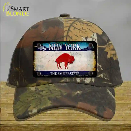 Red Buffalo NY Blue Rusty Novelty License Plate Hat Tag Cotton / Camoflauge