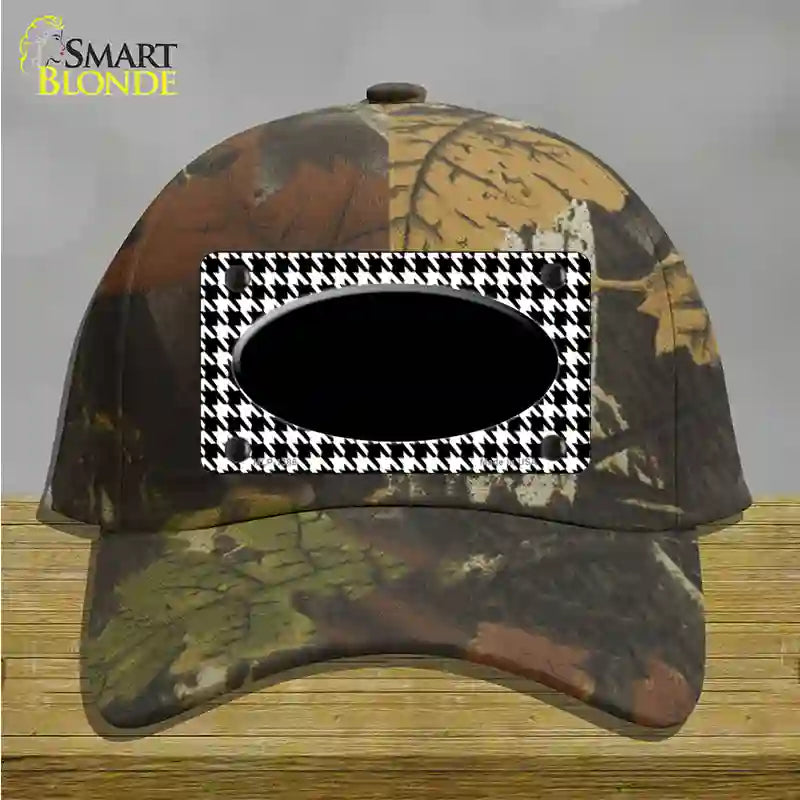 White Black Houndstooth Black Center Oval Novelty License Plate Hat Cotton / Camoflauge