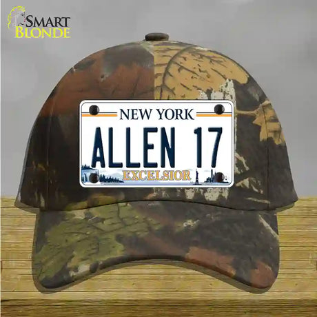 Allen 17 NY Excelsior Novelty License Plate Hat Tag Cotton / Camoflauge