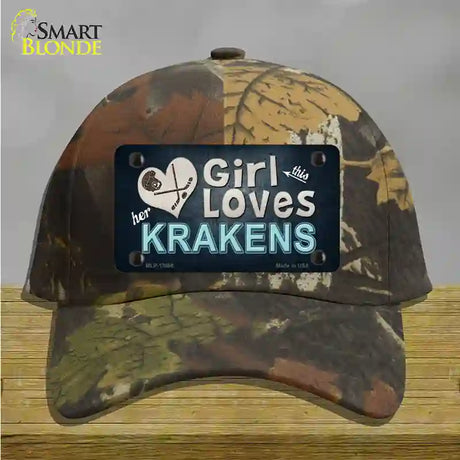 This Girl Loves Krakens Novelty License Plate Hat Tag Cotton / Camoflauge