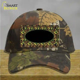 Green Camo Oval With Black Oval Center Novelty License Plate Hat Cotton / Camoflauge