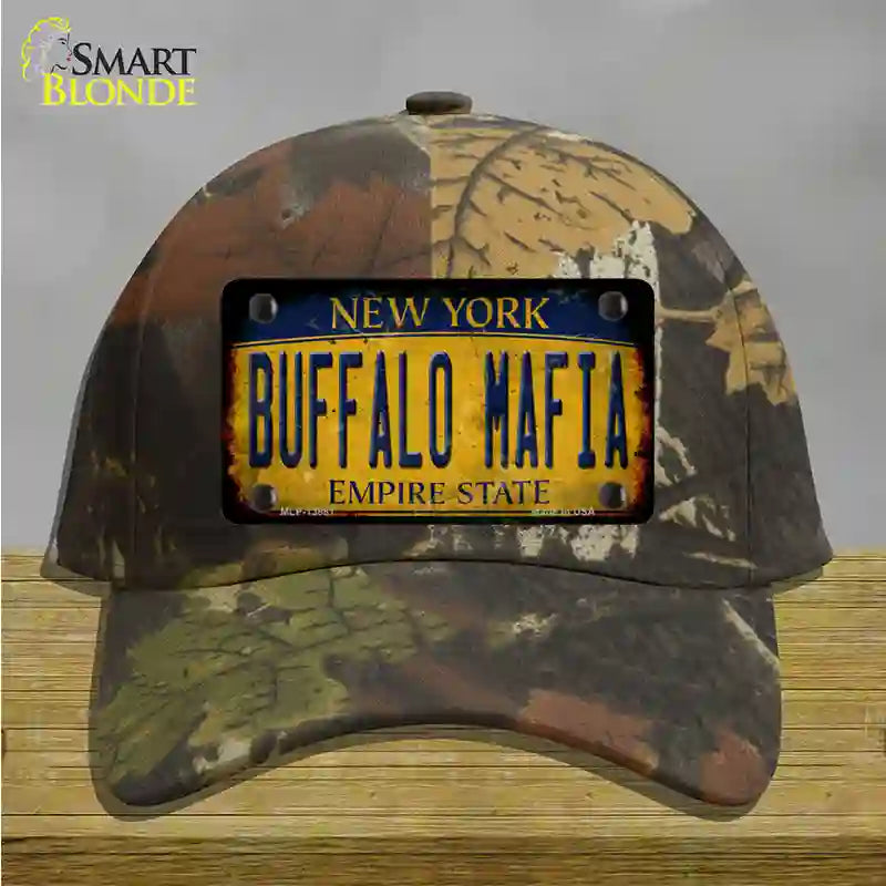 Buffalo Mafia NY Rusted Yellow Novelty License Plate Hat Tag Cotton / Camoflauge