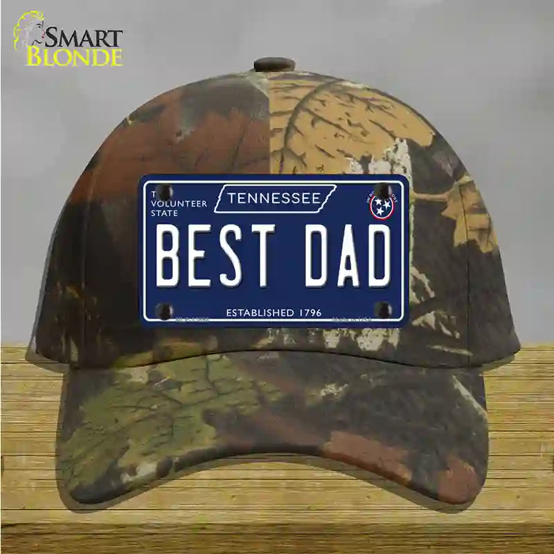 Best Dad Tennessee Blue Novelty License Plate Hat Tag Cotton / Camoflauge