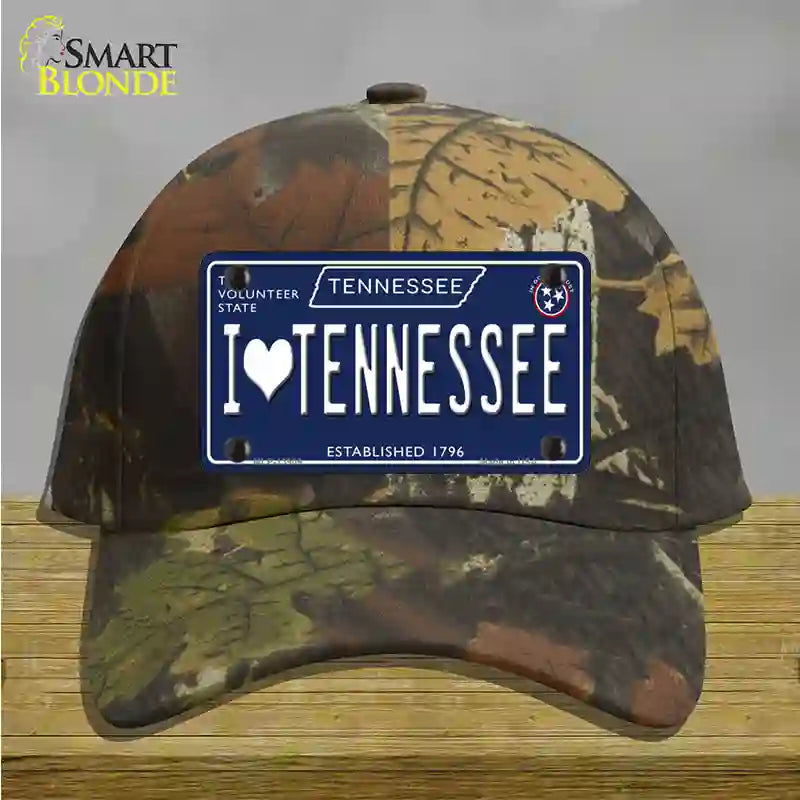 I Heart TN Tennessee Blue Novelty License Plate Hat Tag Cotton / Camoflauge