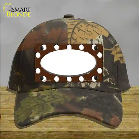 White Brown Polka Dot Center Oval Novelty License Plate Hat Cotton / Camoflauge