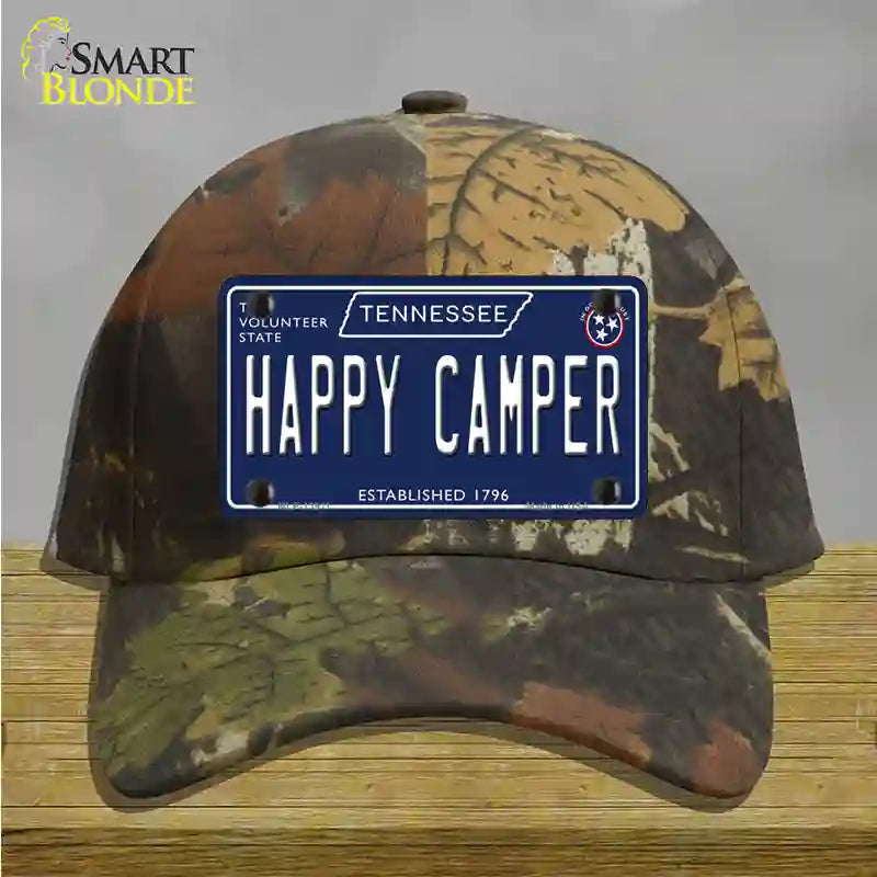 Happy Camper Tennessee Blue Novelty License Plate Hat Tag Cotton / Camoflauge